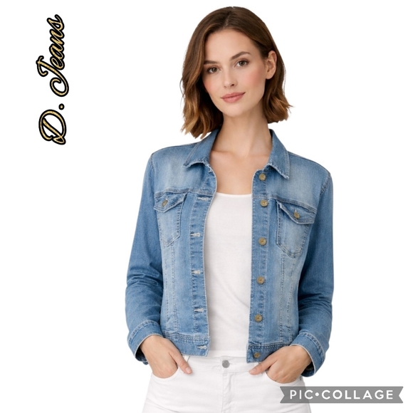 d. jeans Jackets & Blazers - D.Jeans classic fit denim jacket light wash pockets button front sz xl nwt